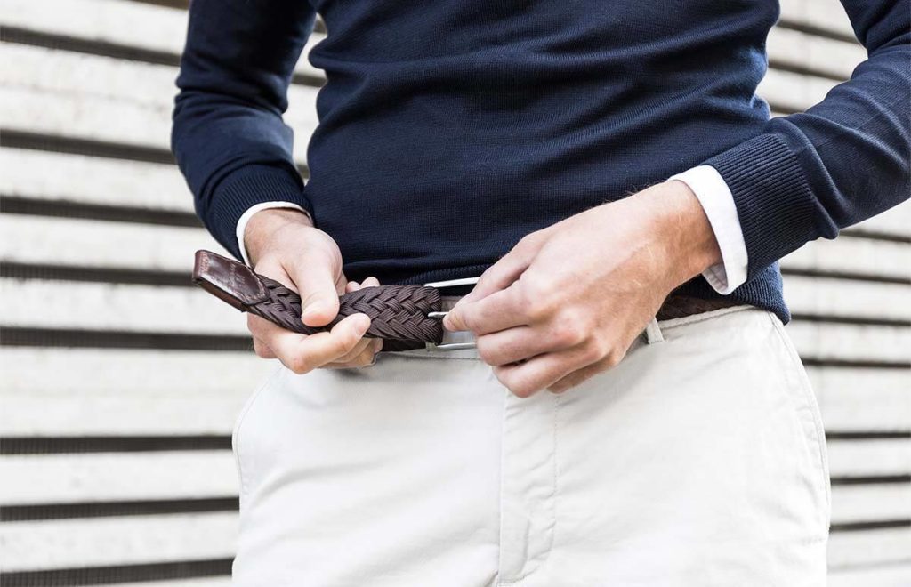 Highbuckle riem zonder gaatjes met ratelsysteem voor nauwkeurige pasvorm en moderne stijl
